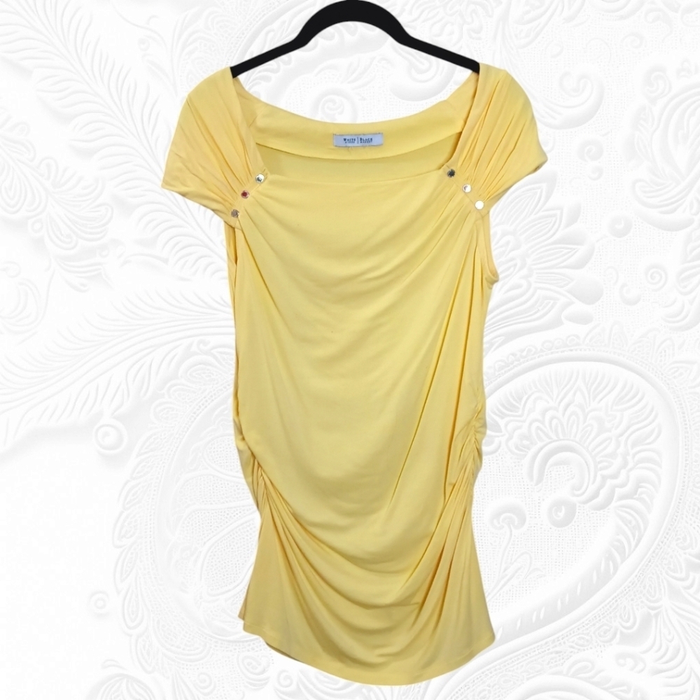 White House Black Market Yellow Top Gathered Sides NWOT